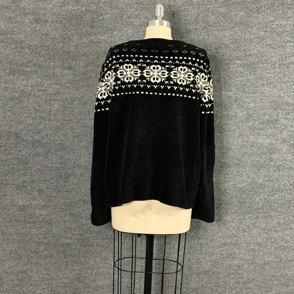Vintage Alfred Dunner Holiday Sweater L Black Snowflake Ice Skater Sweater - Picture 4 of 13